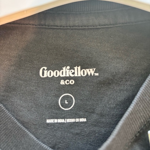 NWT - 2pcs Goodfellow & Co Men’s Cotton T-shirt w/pocket black size large - Picture 3 of 7